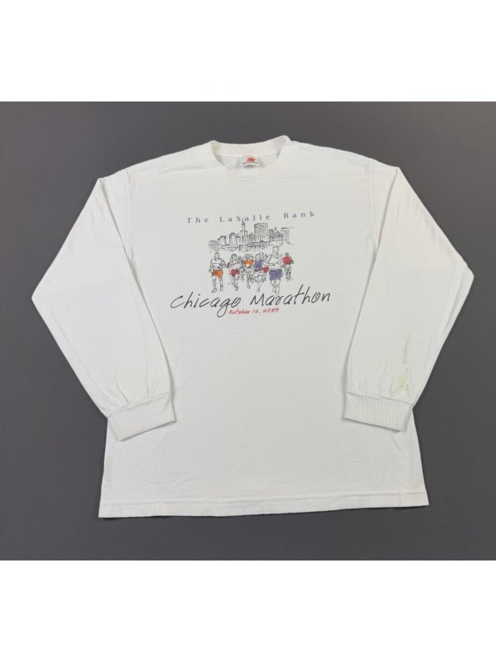 Rare Vintage Y2K Lasalle Bank Chicago Marathon 2003 New Balance Long Sleeve Tee